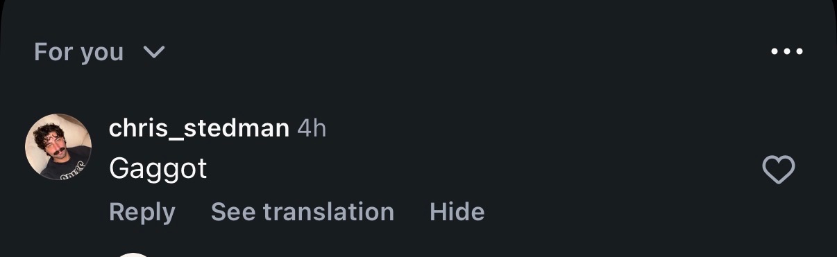 Screenshot of a public comment from chris_stedman reading 'Gaggot'
